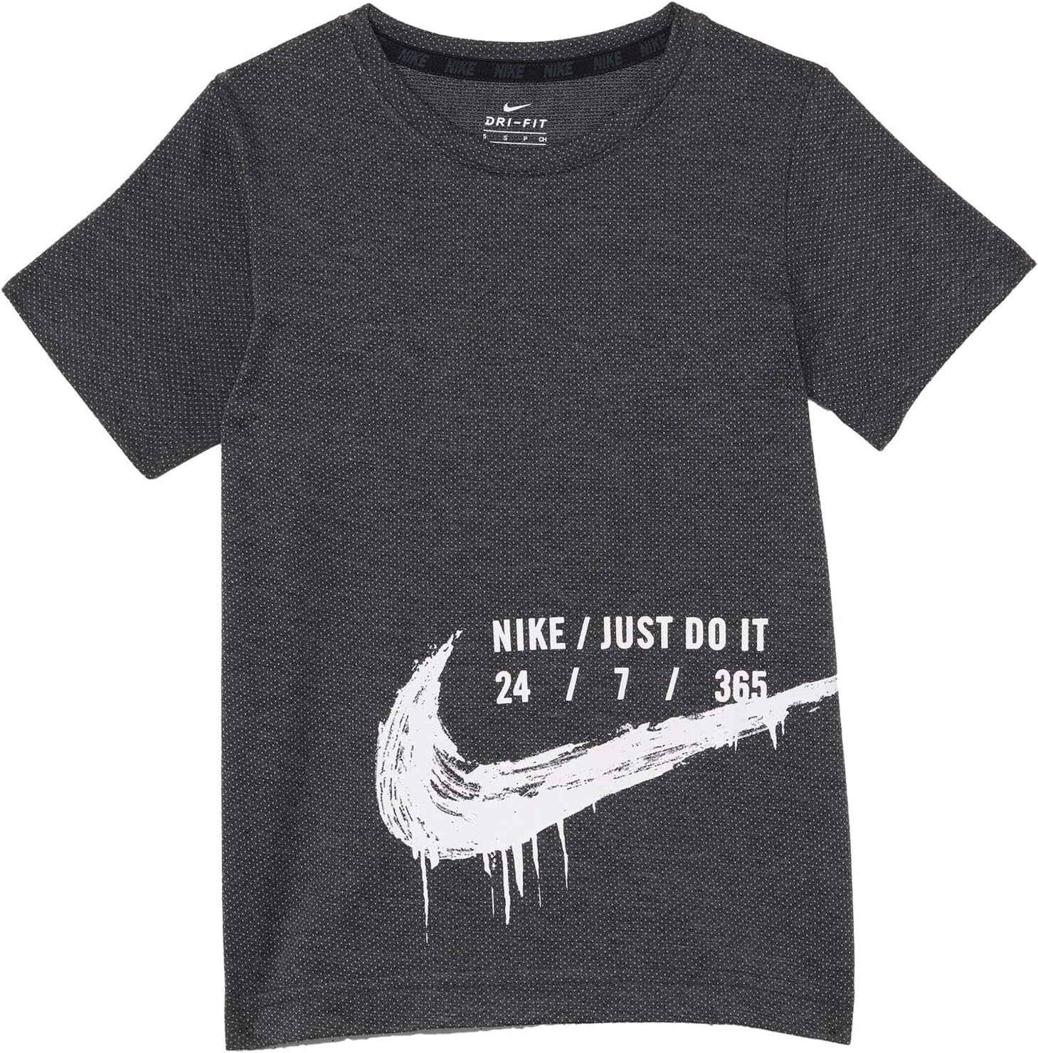 

Футболка Nike Kids Dri-FIT Swoosh Graphic T-Shirt, цвет Black Heather