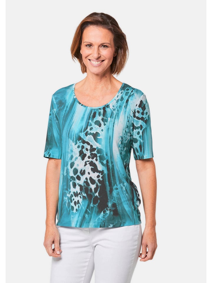 

Футболка с принтом: Удобная футболка с принтом в сочетании узоров бирюзового и узорчатого цветов. GOLDNER, Зеленый, Футболка с принтом: Удобная футболка с принтом в сочетании узоров бирюзового и узорчатого цветов. GOLDNER