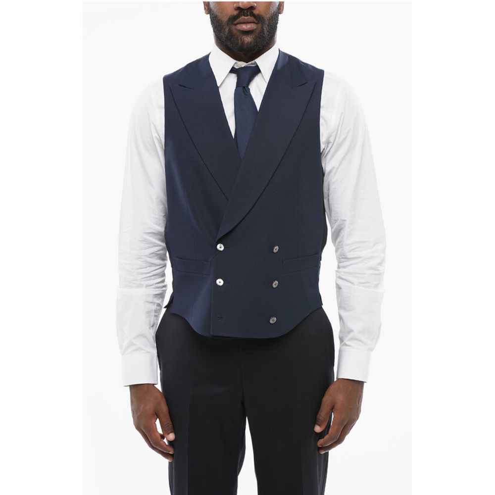

Шелковый двубортный жилет с острыми лацканами Corneliani, Blue