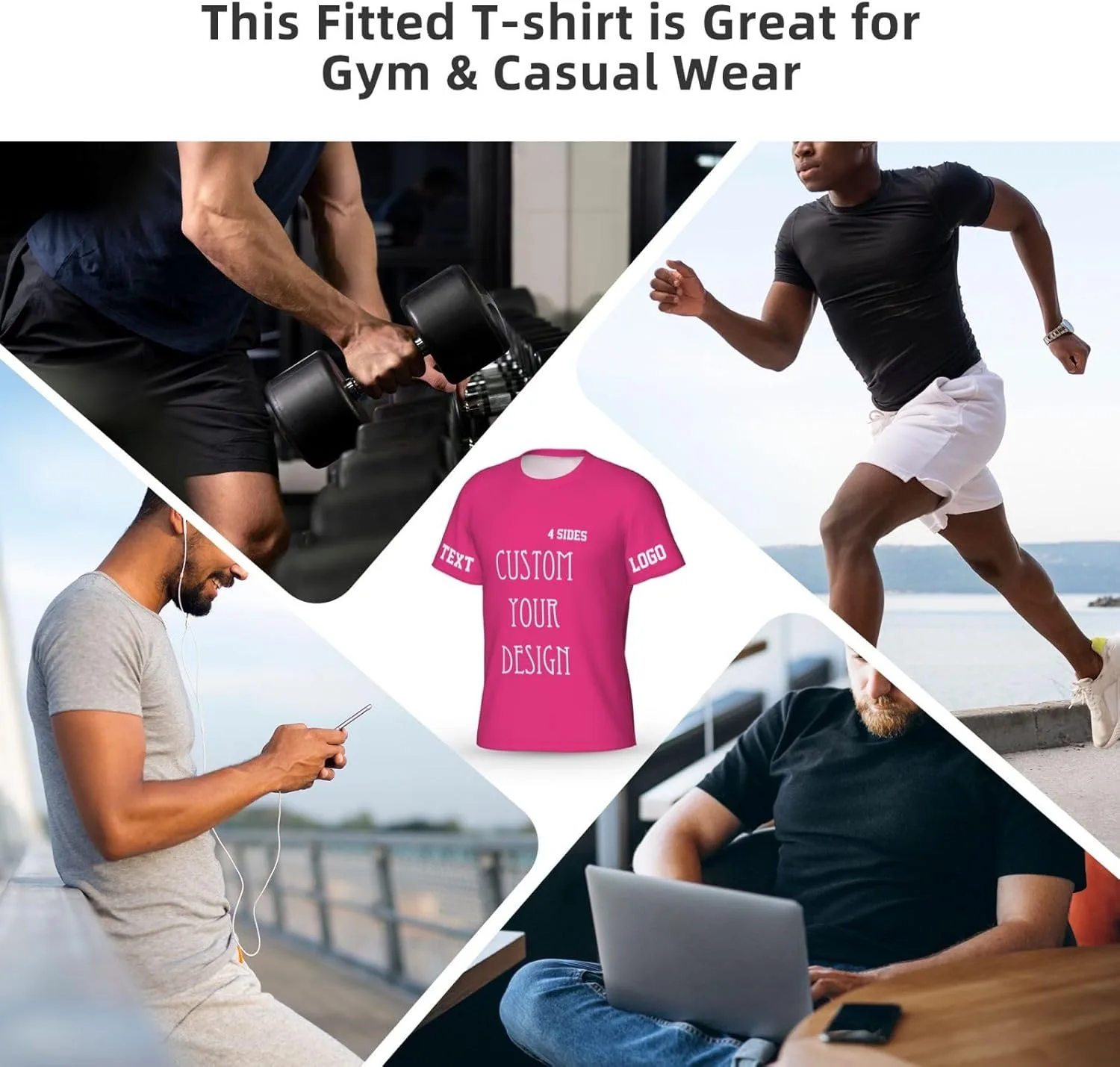 Футболка Custom T Shirts 4-Side Printable с логотипом — фото 3