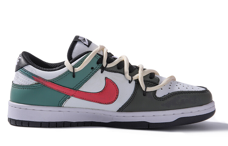 

Кроссовки Nike Dunk Skateboarding Shoes Men Low-top White/Green/Black, черный