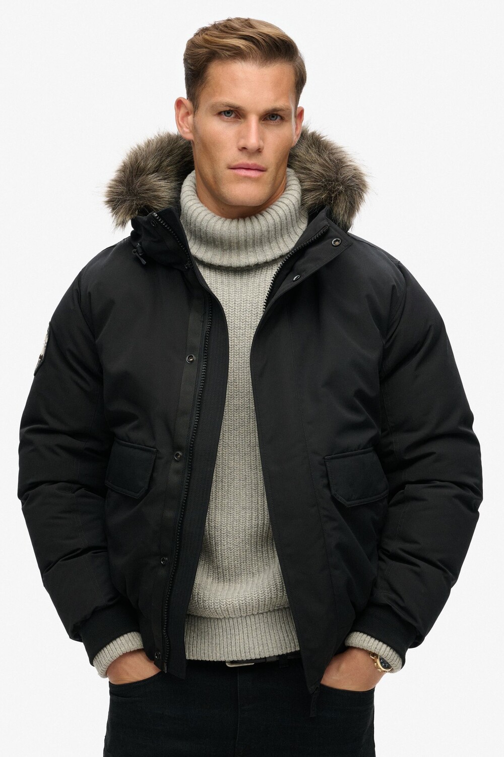 

Куртка бомбер из искусственного меха Everest Superdry, черный