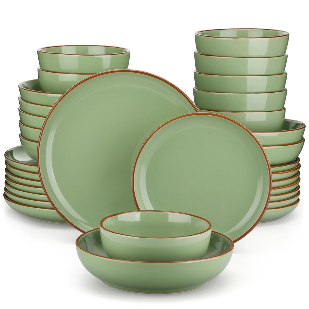 

Комбинированный сервиз vancasso из 32 предметов из керамогранита, набор посуды в современном стиле, набор из обеденной тарелки, тарелки для торта, суповой тарелки и универсальных тарелок, зеленый