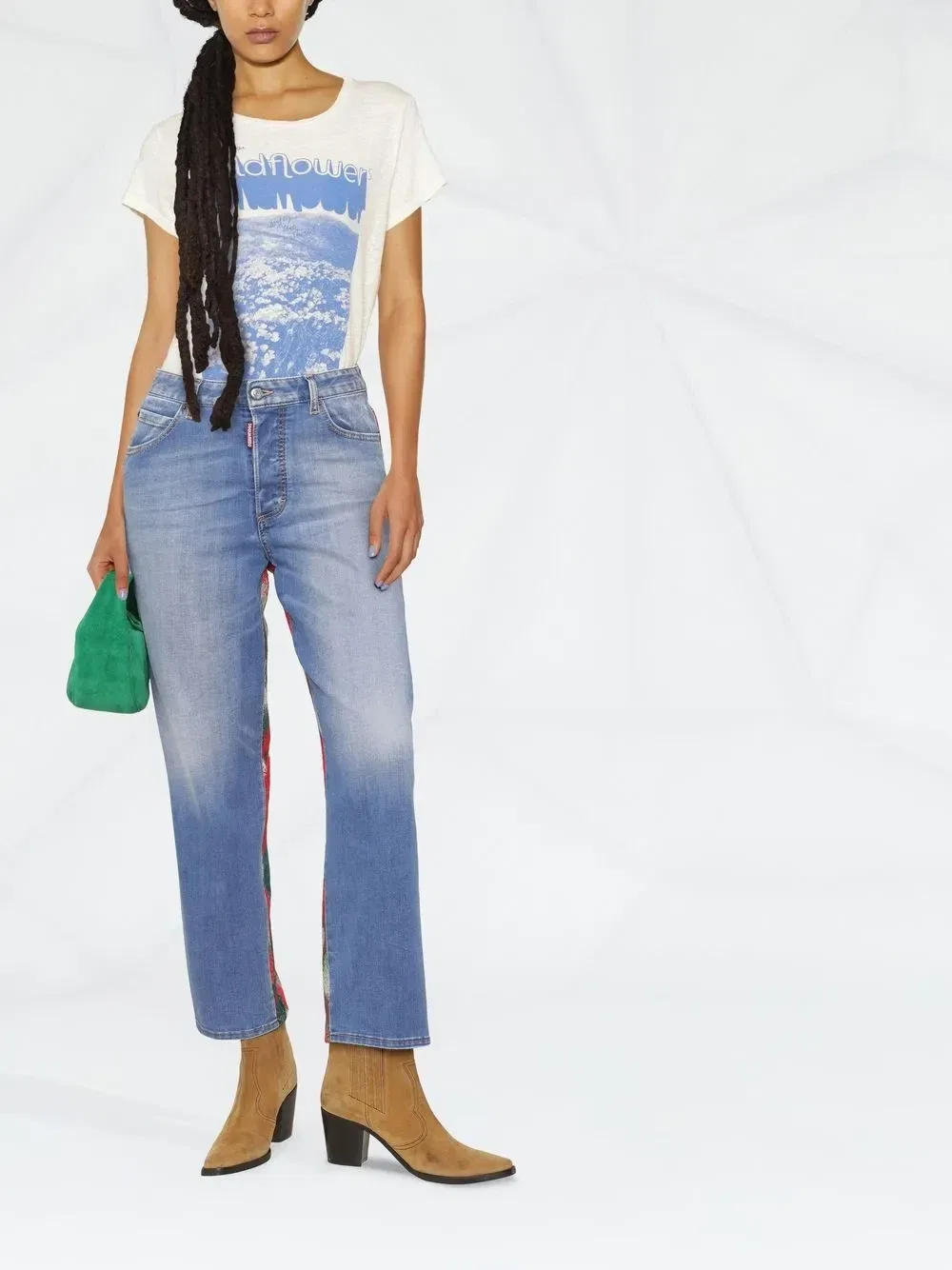 Джинсы прямого кроя с контрастными вставками Dsquared2, синий — фото 2