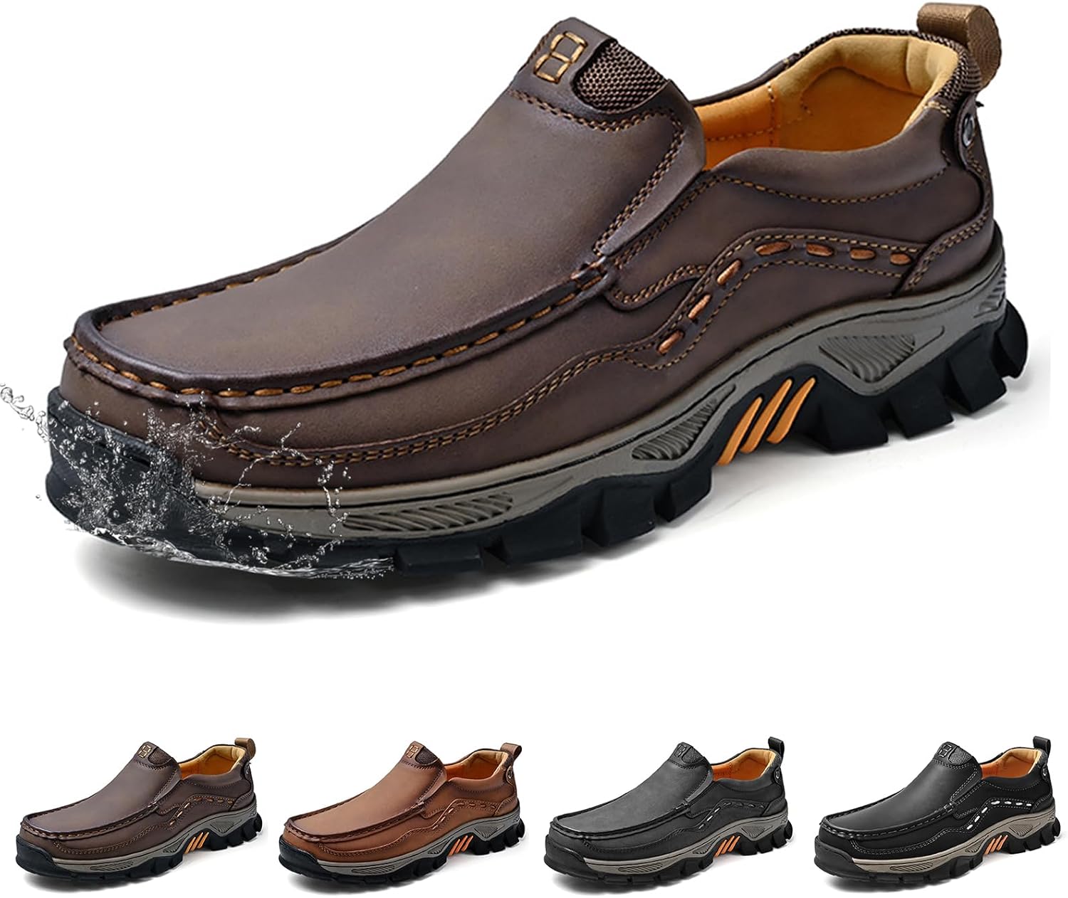 

Водонепроницаемые мужские лоферы с легкой мягкой подошвой, удобные для вождения, мужские нескользящие деловые повседневные туфли для прогулок, путешествий и работы на открытом воздухе Generic, темно-коричневый