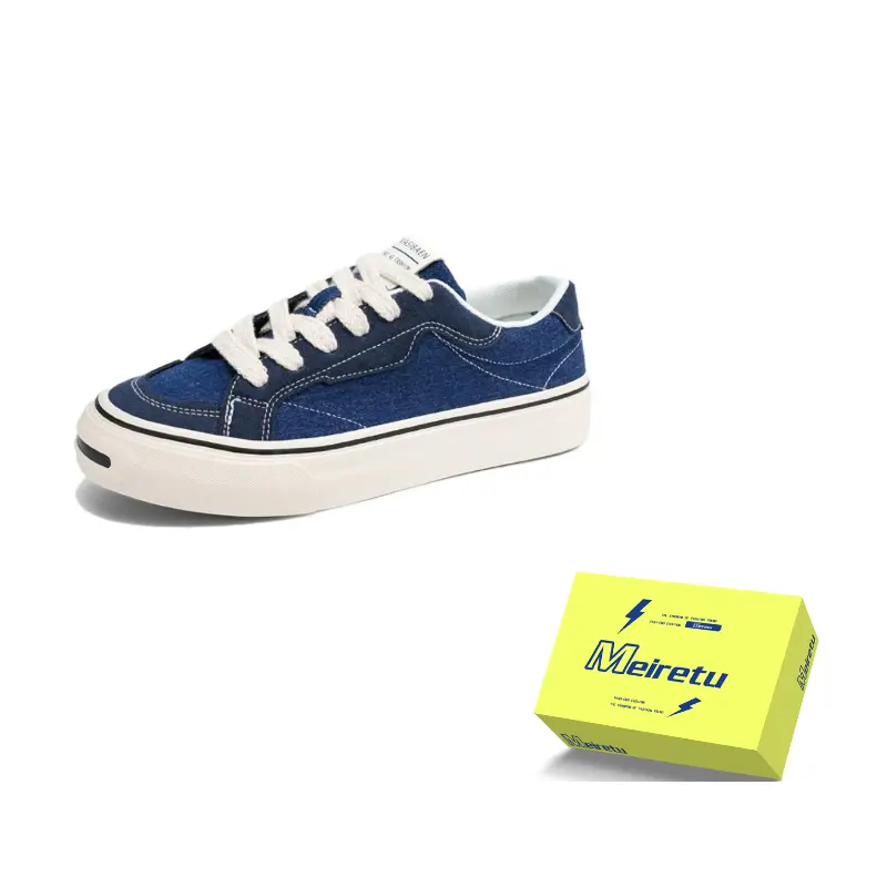 

Meiretu Антискользящие износостойкие низкие скейтерские кроссовки мужские деним, цвет Denim