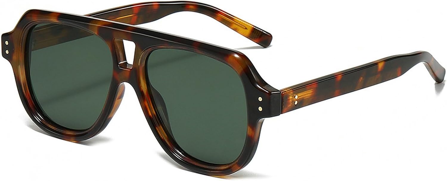 

Винтажные поляризованные мужские квадратные солнцезащитные очки с двойной перемычкой, модные женские солнцезащитные очки-пилот, трендовые солнцезащитные очки с заклепками, желто-синие солнцезащитные очки mincl, Green