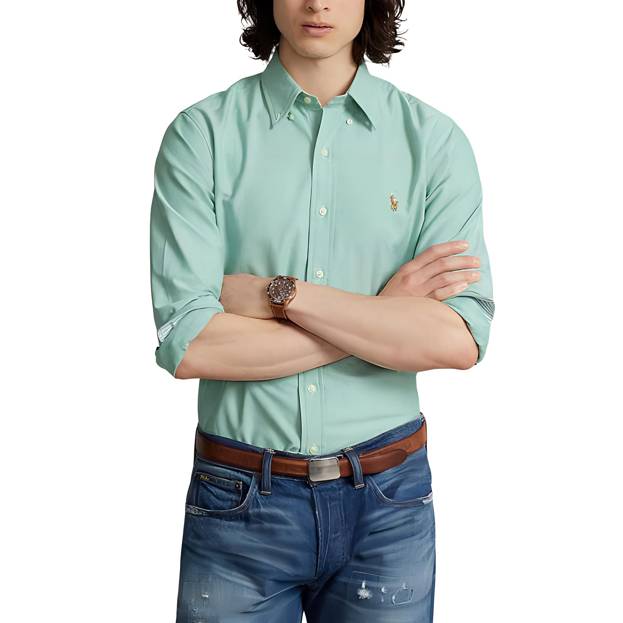 

Polo Ralph Lauren Мужская рубашка осень-зима 24, цвет «преппи-зеленый»