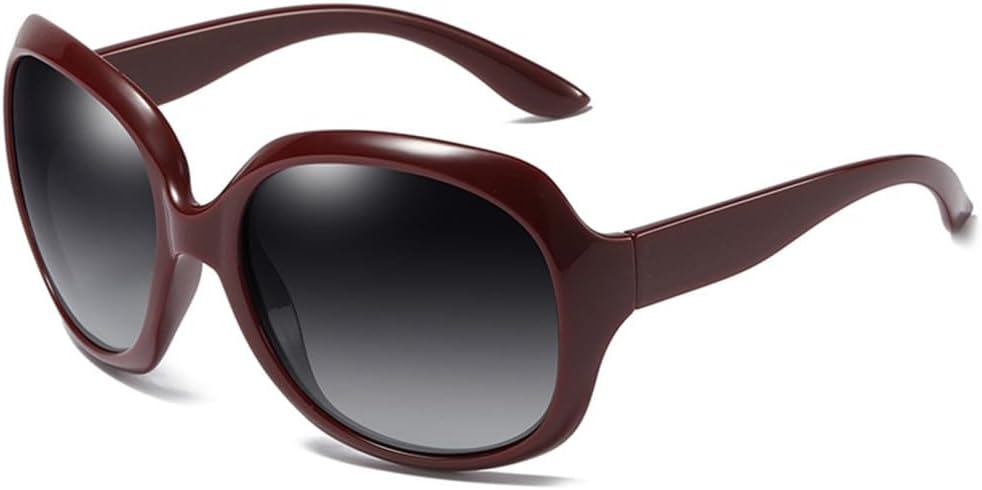 

Большие поляризованные солнцезащитные очки для женщин, большие круглые солнцезащитные очки в винтажном стиле для активного отдыха на открытом воздухе с защитой от бликов VFDHN, Red Grey