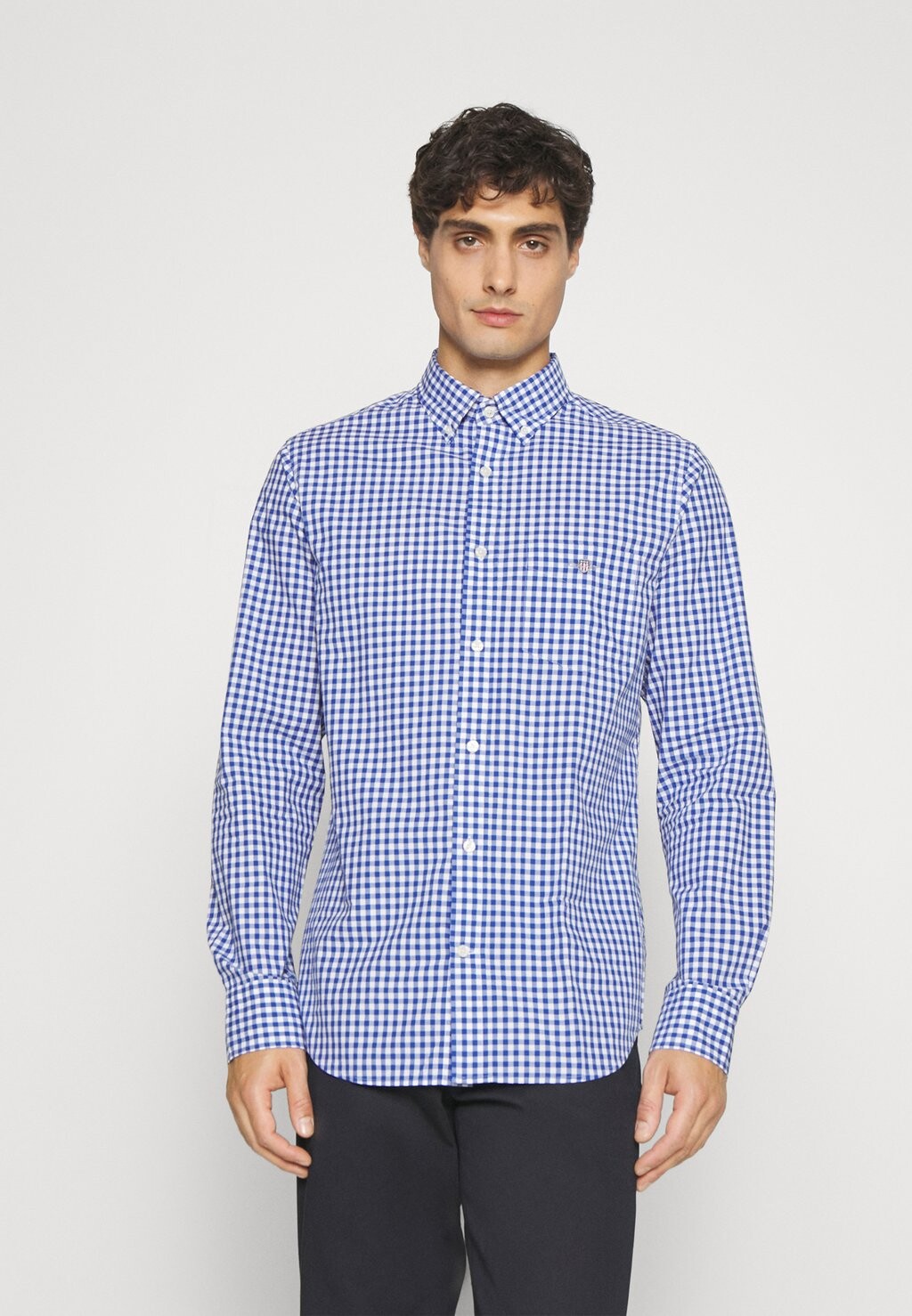 

Рубашка РУБАШКА REG POPLIN GINGHAM GANT, студенческий синий