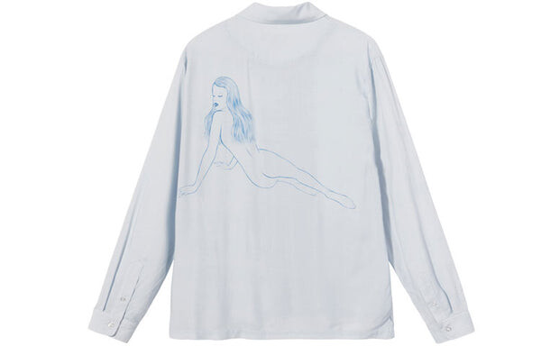 Рубашка pin up girl l/s shirt 'light grey' -ss21-3 Stussy, серый — фото 2