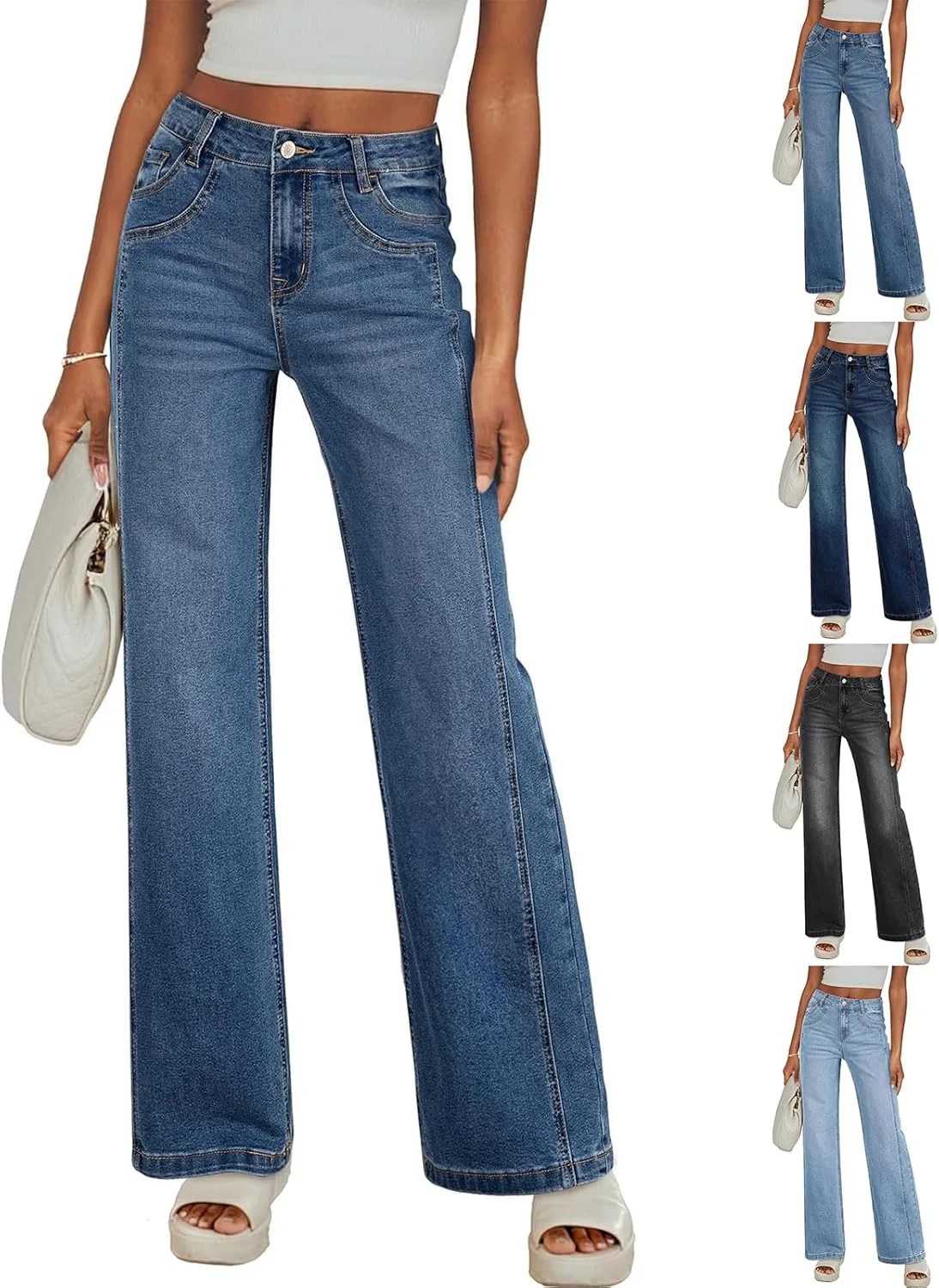 

Скинни джинсы для женщин high waisted с потертостями и манжетами Gumipy