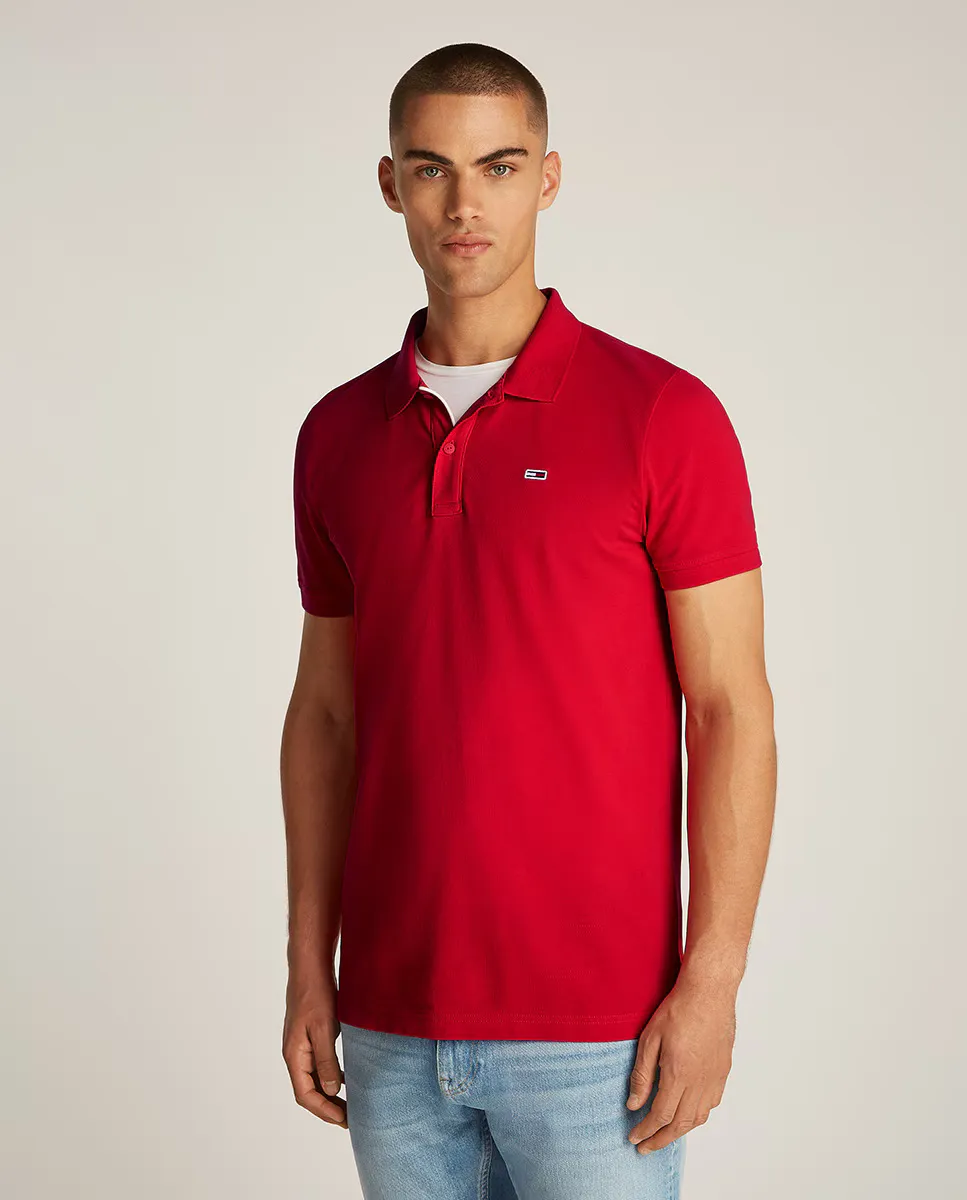 

Мужская рубашка-поло облегающего кроя с короткими рукавами Tommy Jeans, красный