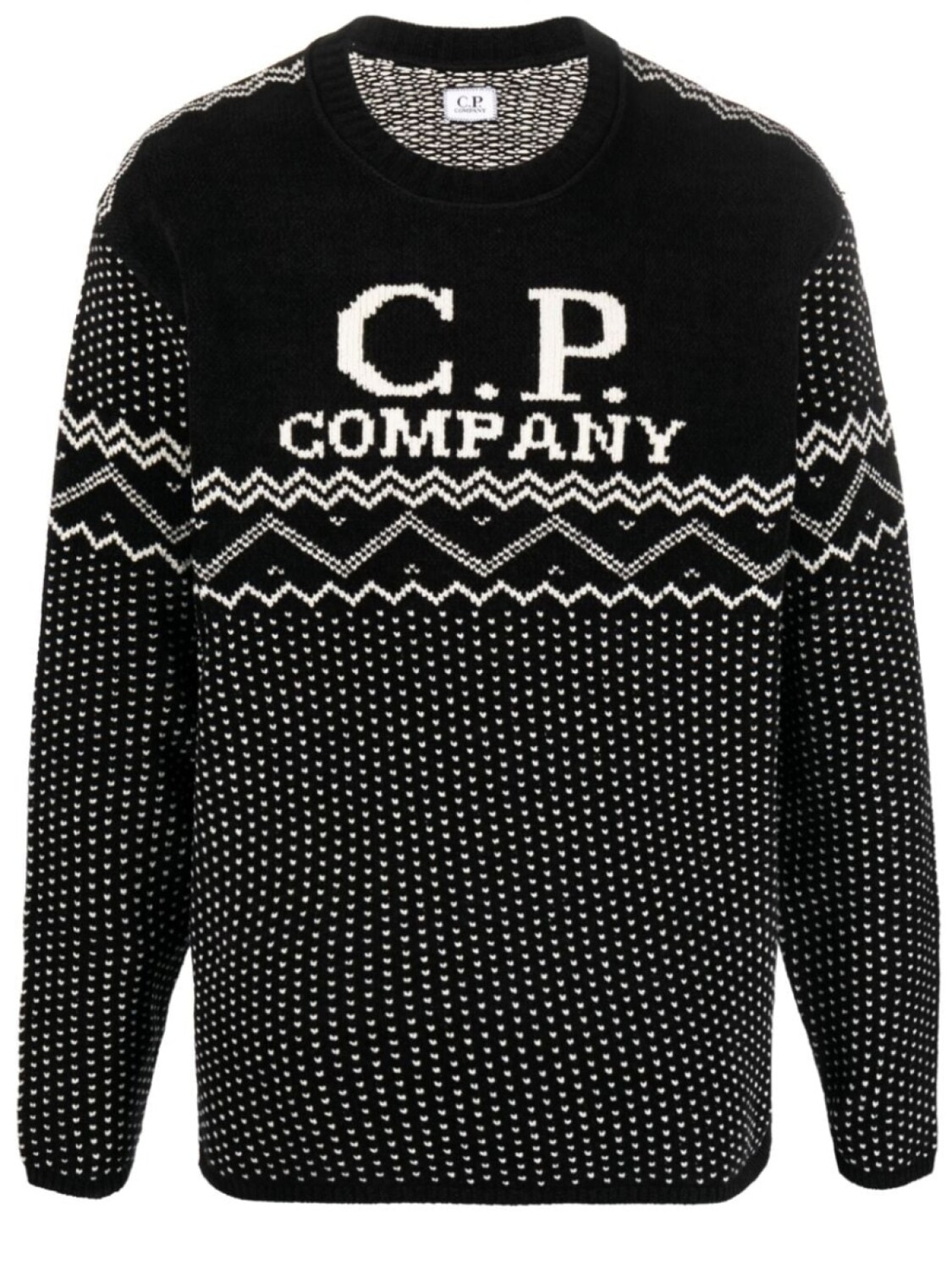 

C.P. Company logo-intarsia cotton jumper, черный