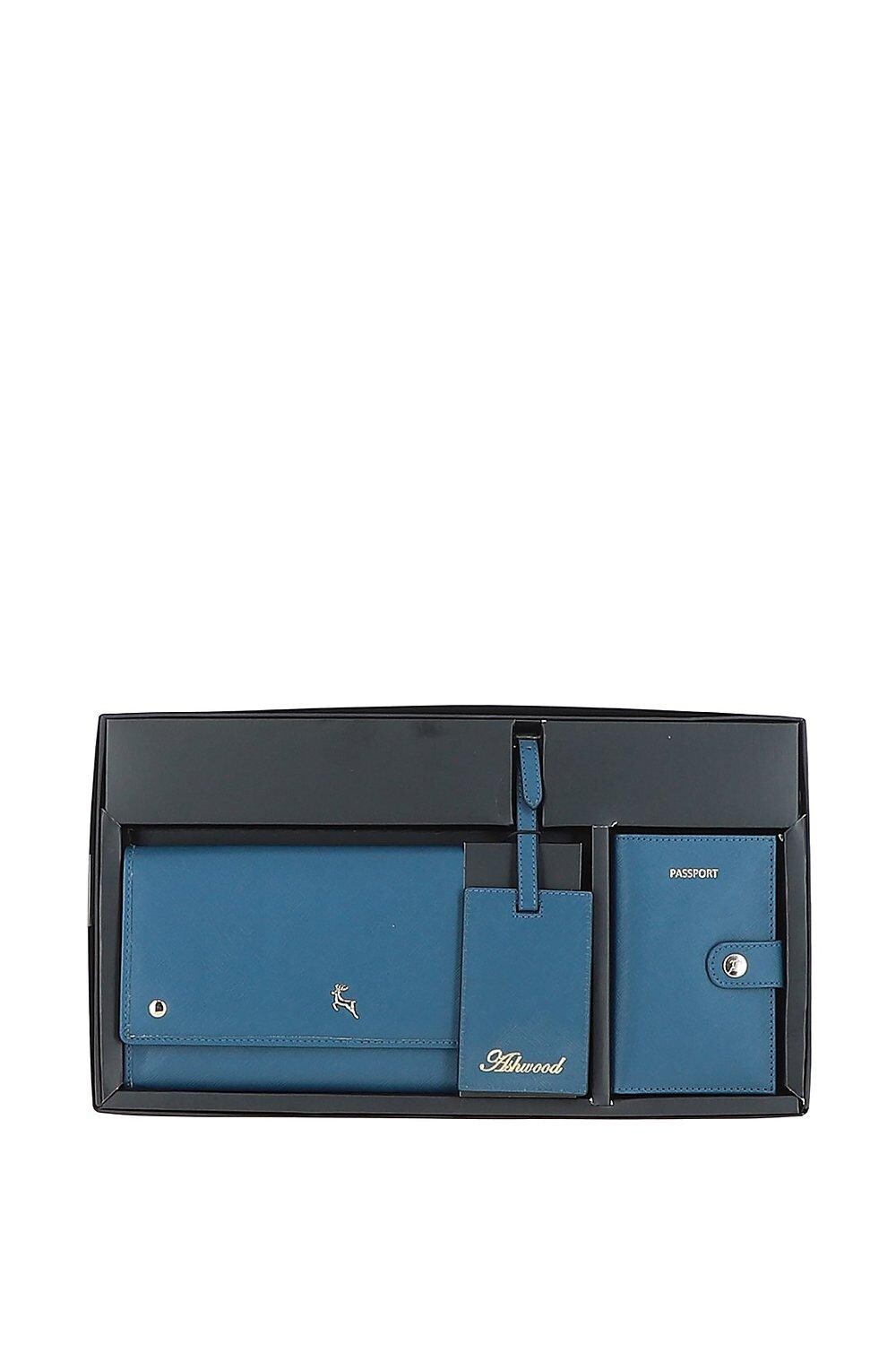 

Подарочный дорожный набор из натуральной кожи Wise Tour Ashwood Leather, синий