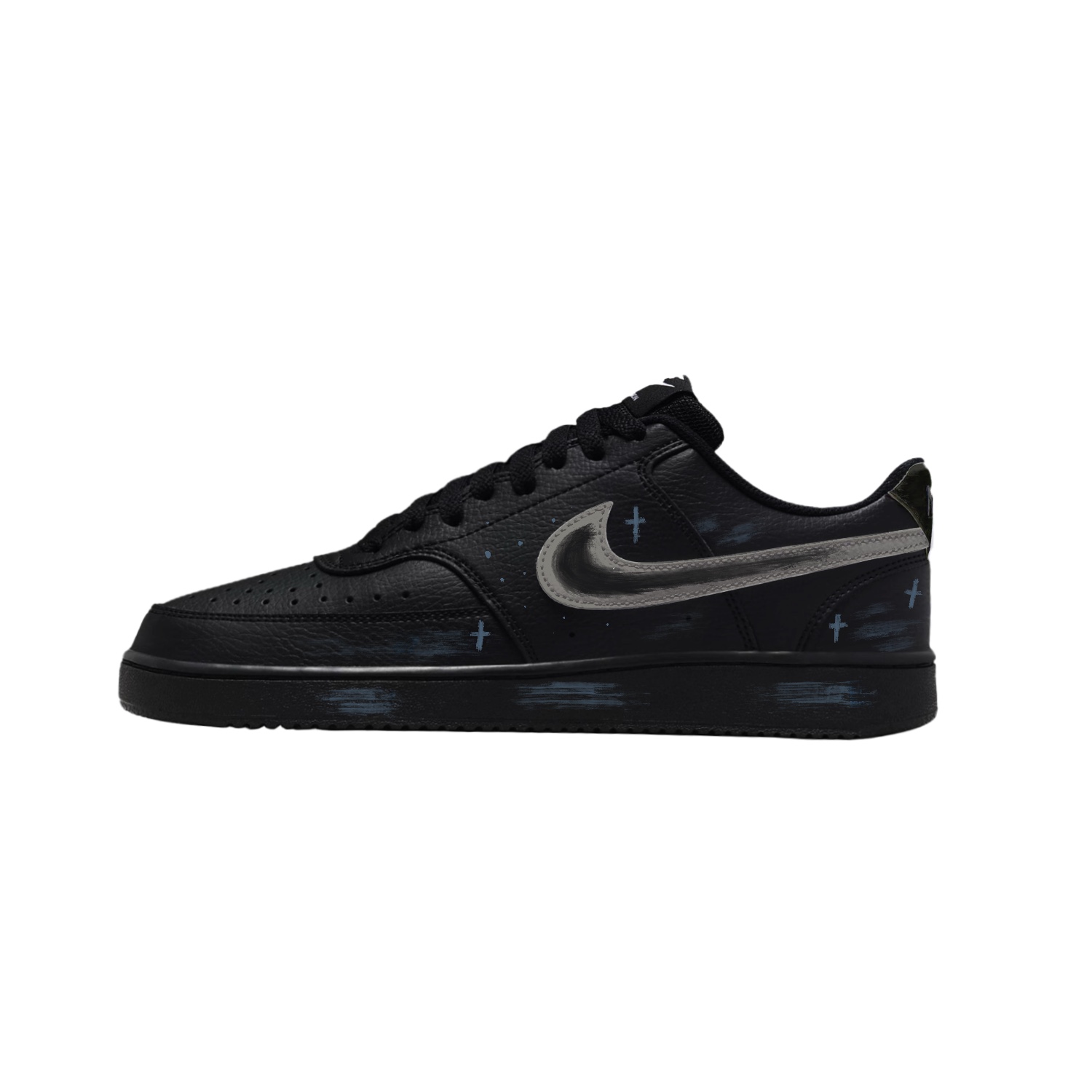 

Court Vision 1 износостойкие и легкие низкие скейтборд кроссовки unisex Nike, черный