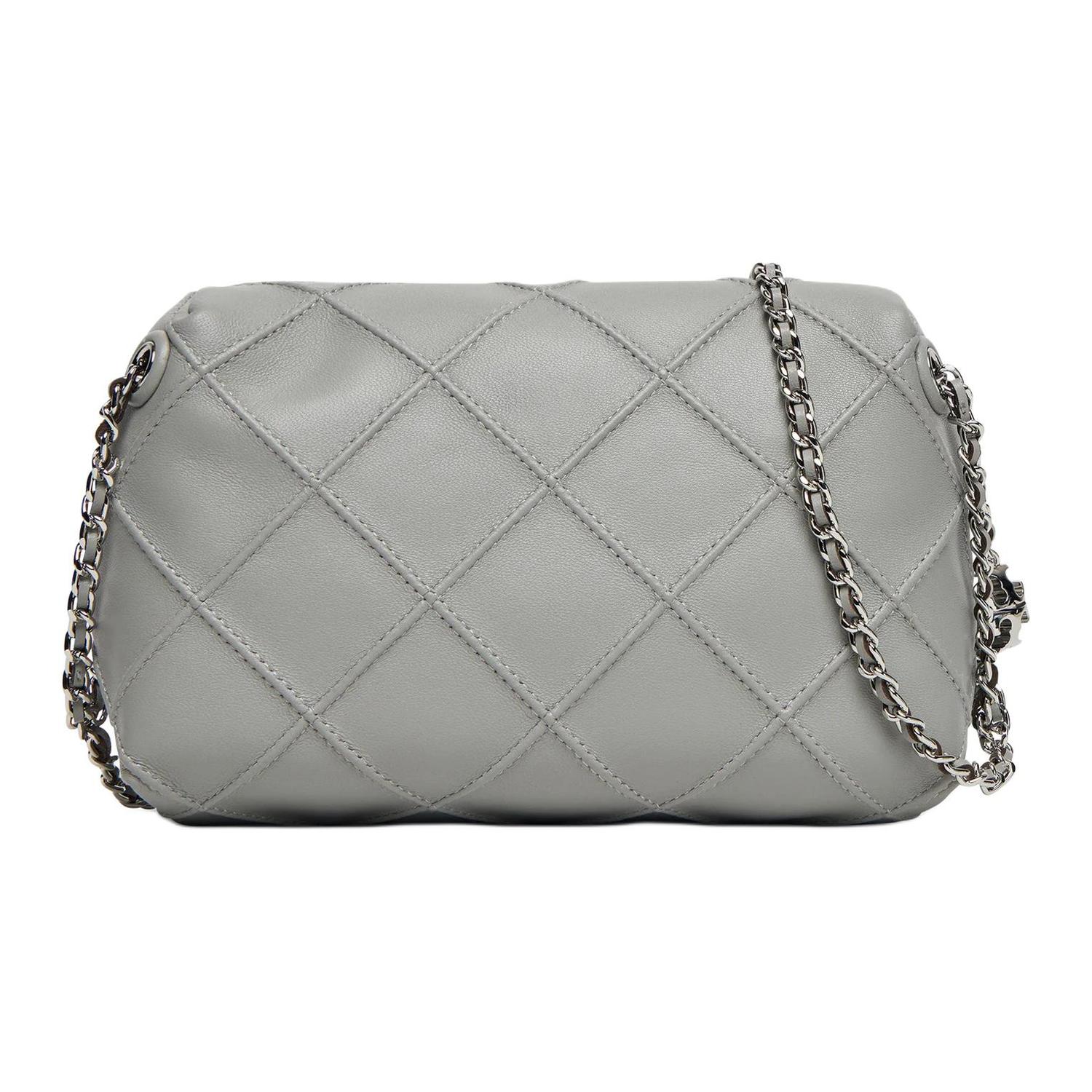 

Кожаная сумка-кроссбоди Fleming, мини-сумка через плечо для женщин gray TORY BURCH