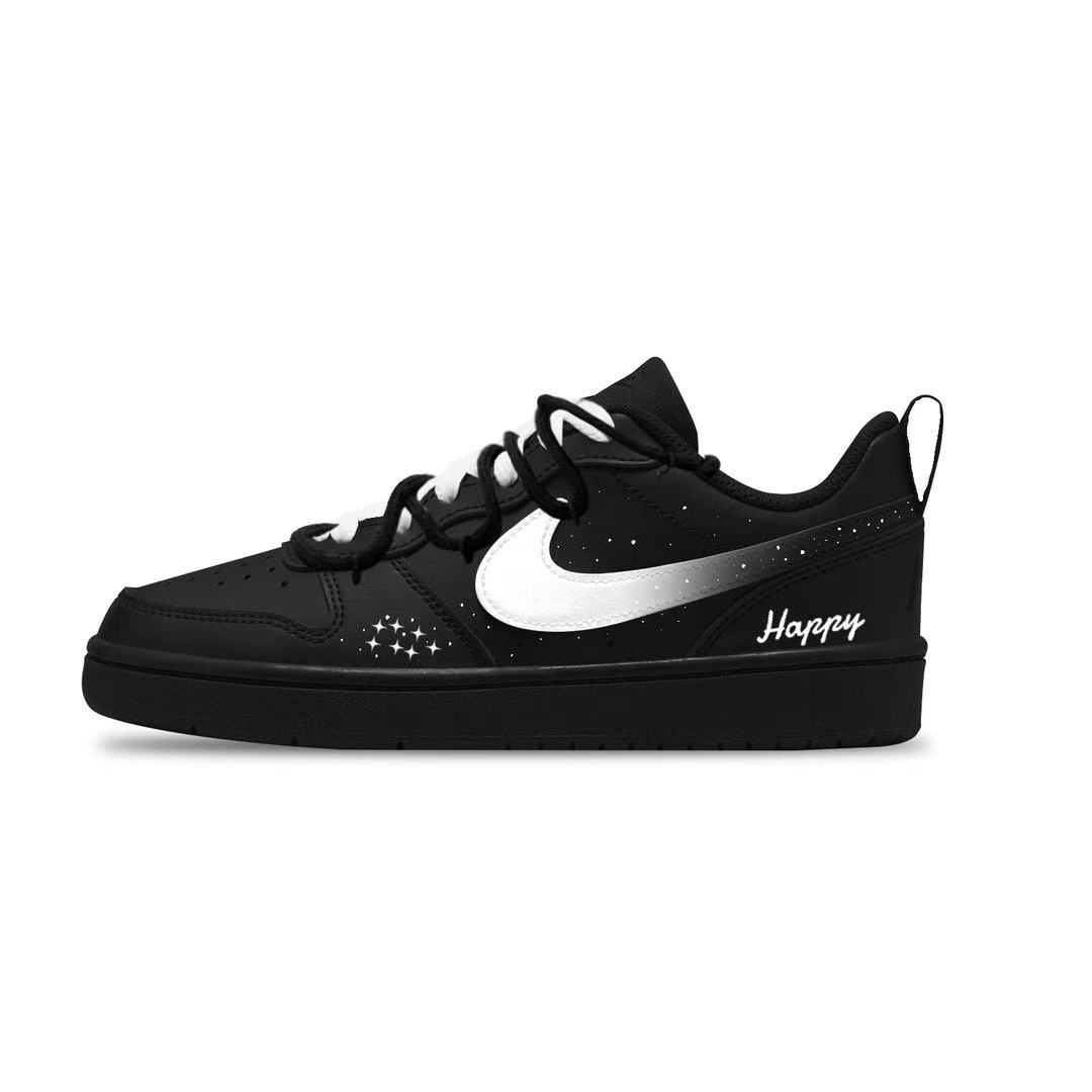 

Court Borough Кожаные нескользящие износостойкие низкие детские скейтбординговые ботинки Unisex Nike, черный