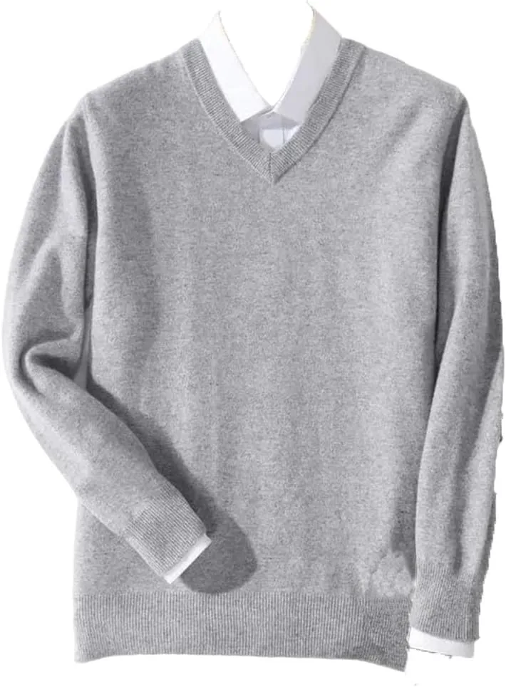 

Мужской свитер-пуловер с V-образным вырезом, теплый, классический