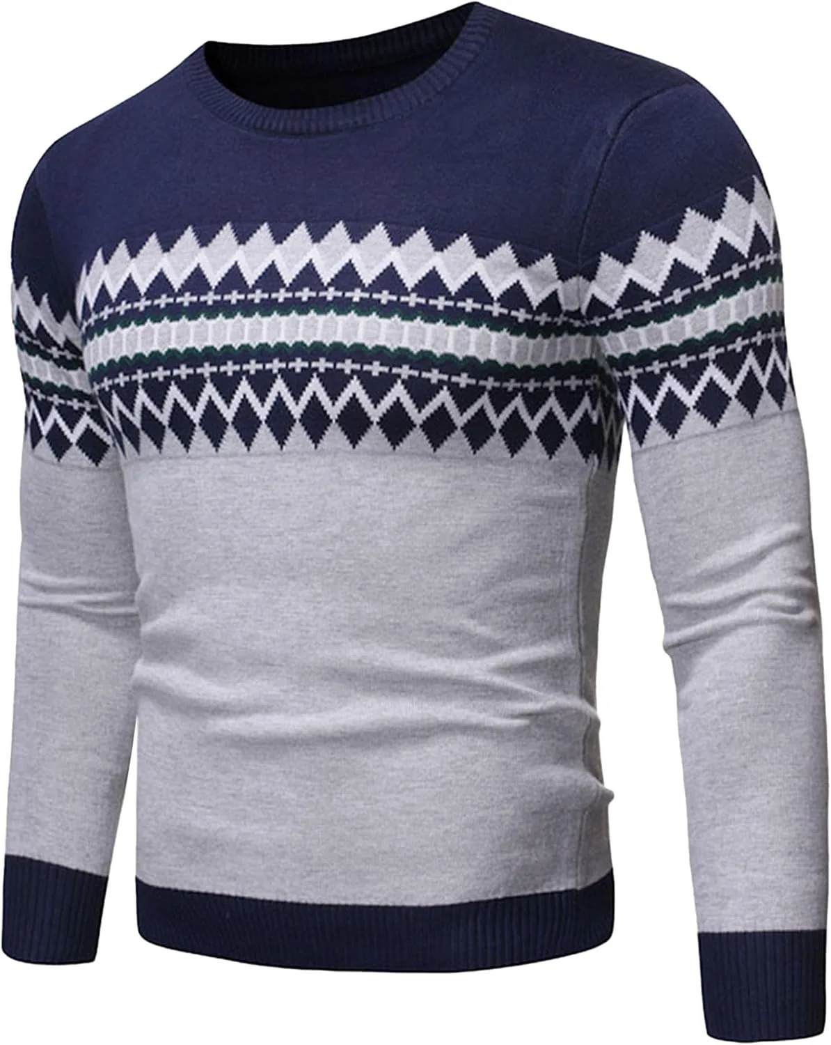 

Мужской вязаный свитер с узором и цветными блоками Gsywaipei