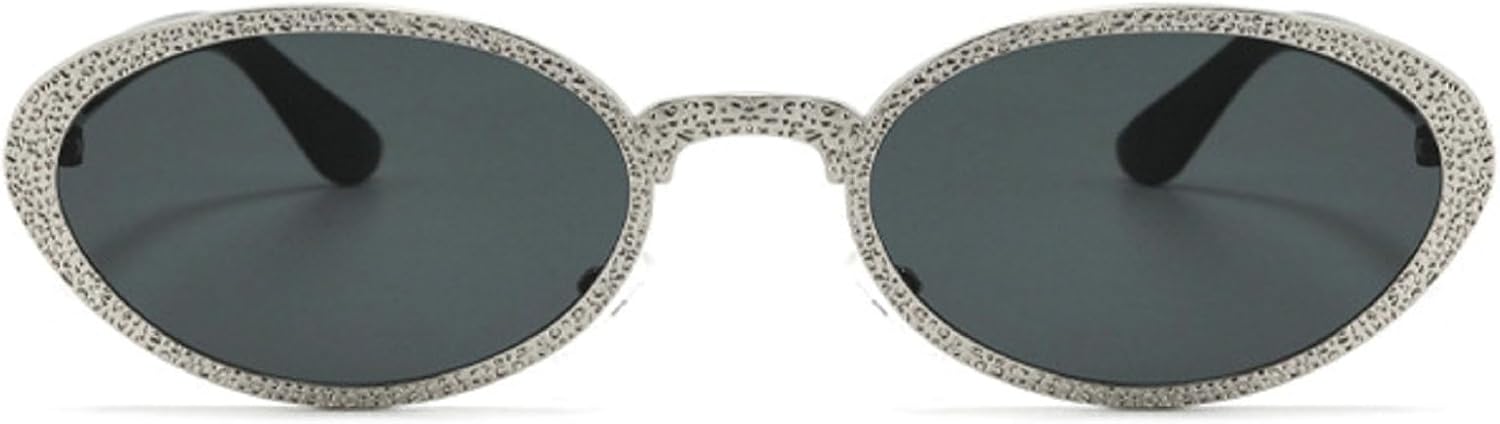 

Ретро маленькие овальные солнцезащитные очки для женщин и мужчин с заклепками, модные солнцезащитные очки в металлической оправе, коричневые солнцезащитные очки в стиле панк, женский размер N45 mincl, Silver