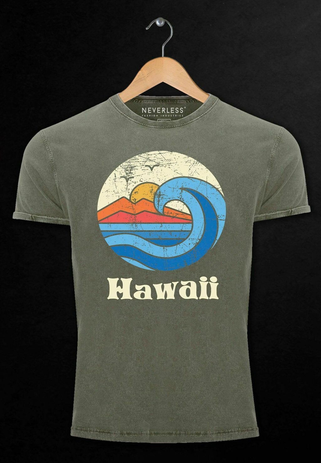 

Футболка с принтом VINTAGE CALIFORNIA WELLE WAVE SURFER STYLE VINTAGE Neverless, оливковый