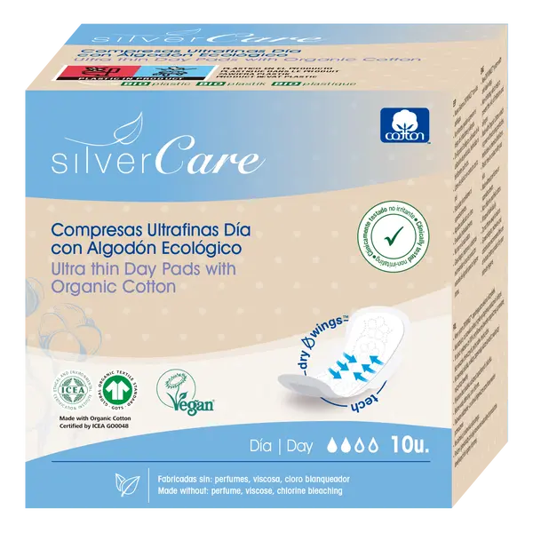 

Ватные гигиенические прокладки на каждый день, 10 шт./1 упаковка. Silvercare