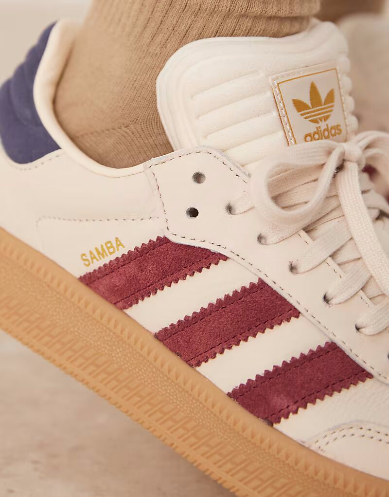 Кроссовки Adidas Originals Samba XLG кремового и красного цвета — фото 3