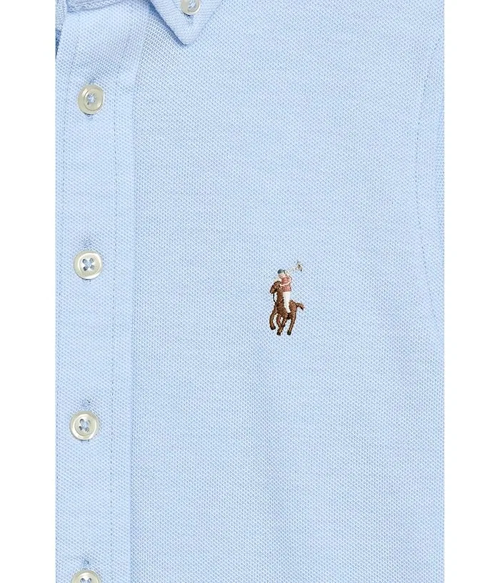 Рубашка поло оксфорд трикотажная Polo Ralph Lauren Kids, Office Blue — фото 3