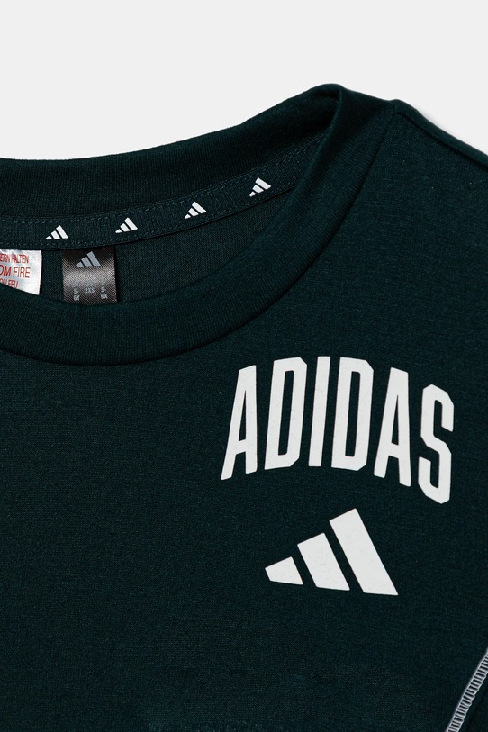 Детская хлопковая футболка Adidas, зеленый — фото 3