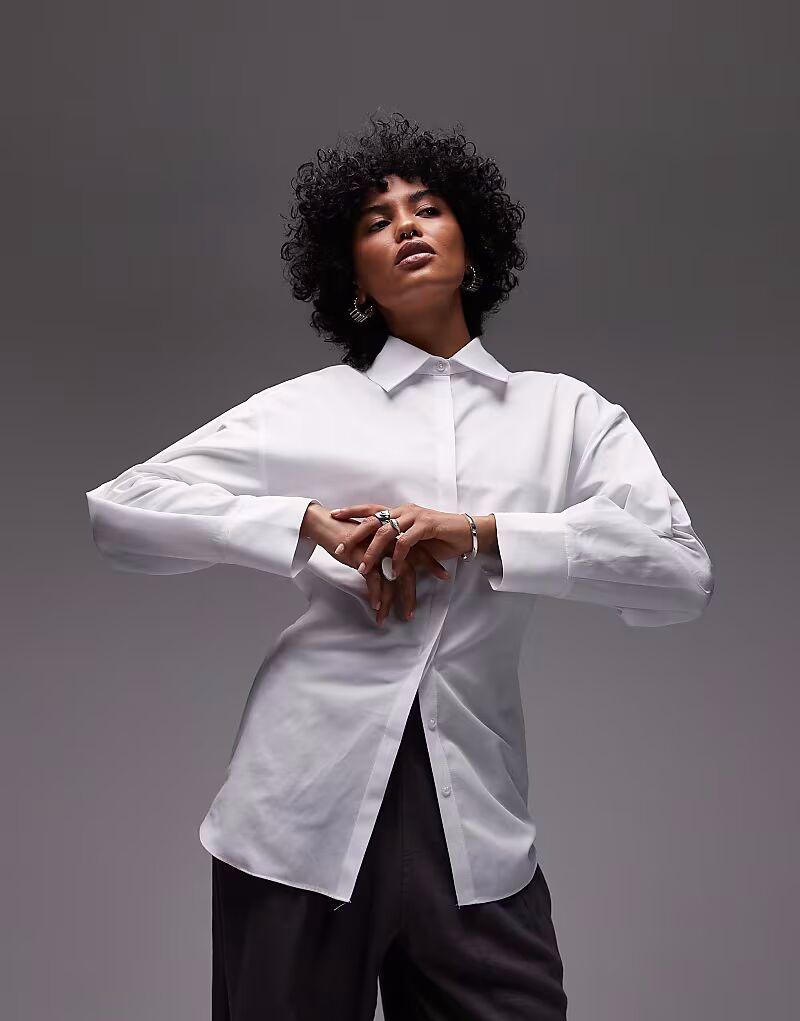 

Рубашка ASOS DESIGN с застежкой на талию и рукавами-коконами белого цвета