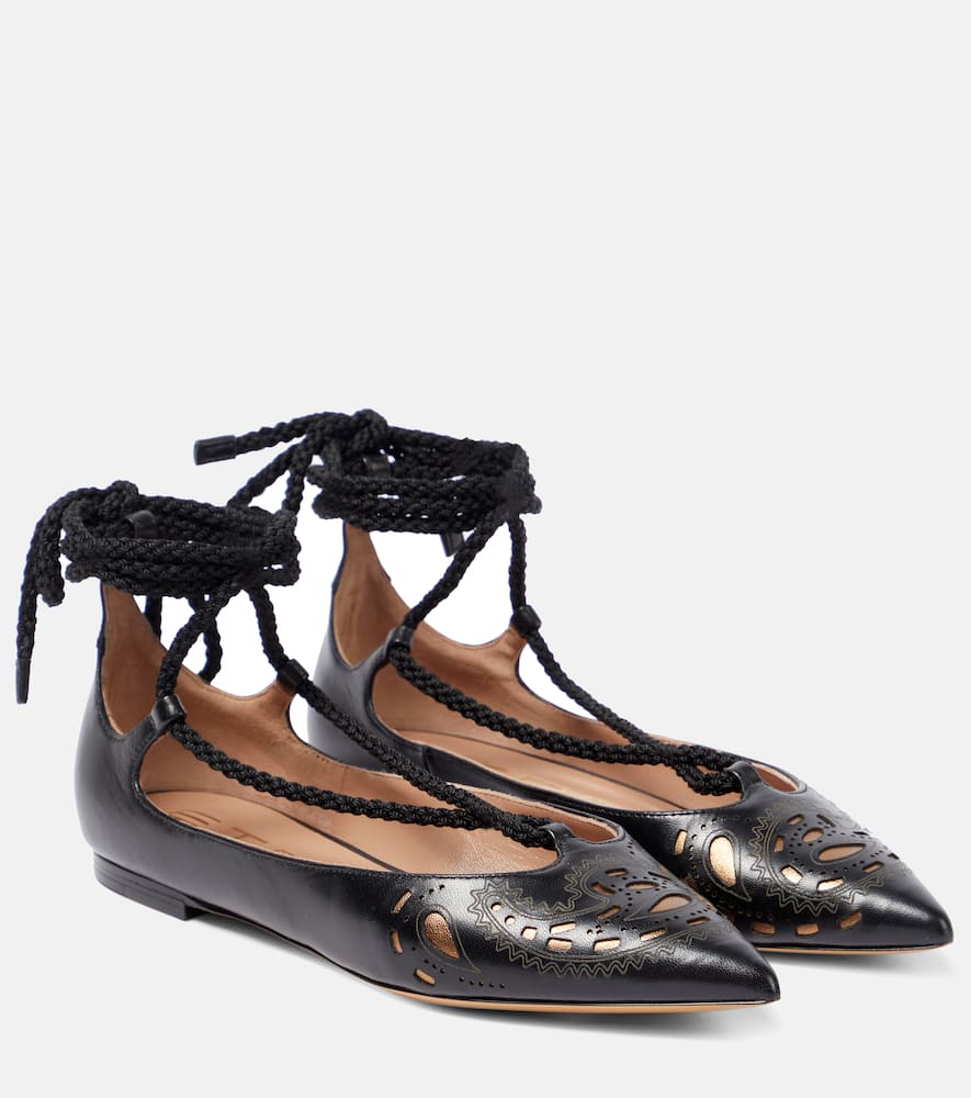 Перфорированные кожаные балетки Etro