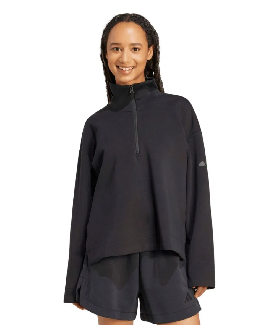 Женская толстовка All Szn Soft Lux с застежкой-молнией до четверти длины Adidas, черный