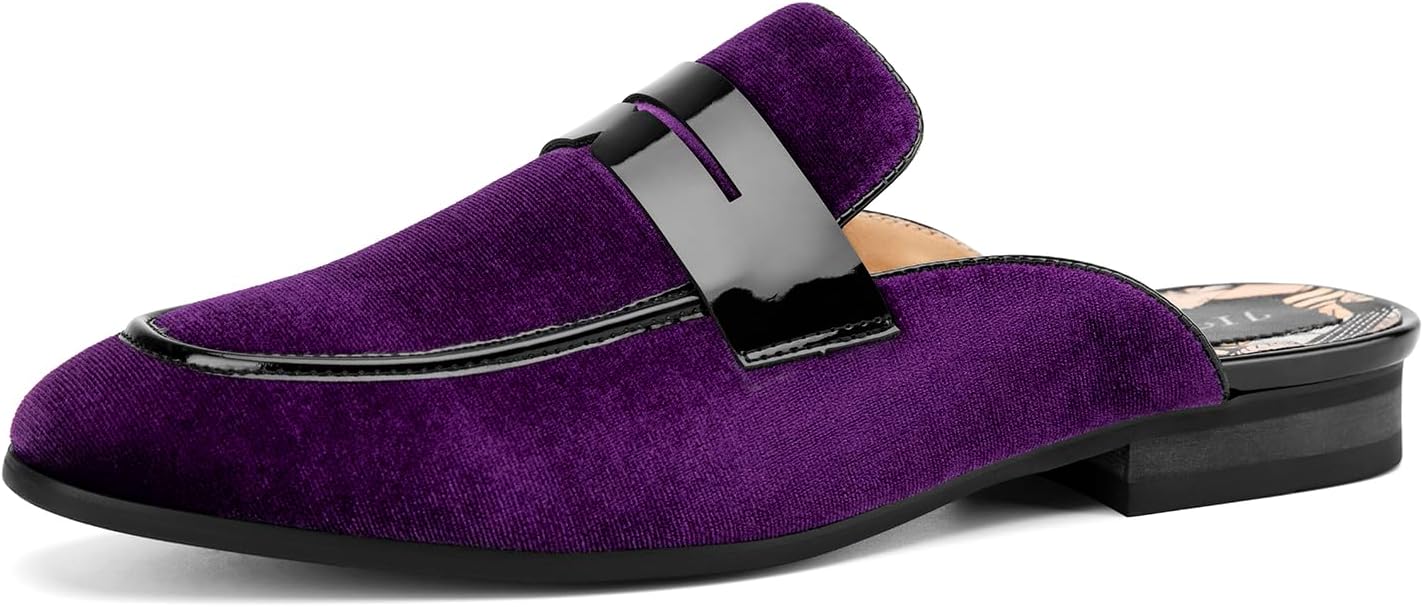 

Мужские мюли JITAI из бархата, слипоны-лоферы для мужчин, повседневные открытые сандалии без задника, пурпурный