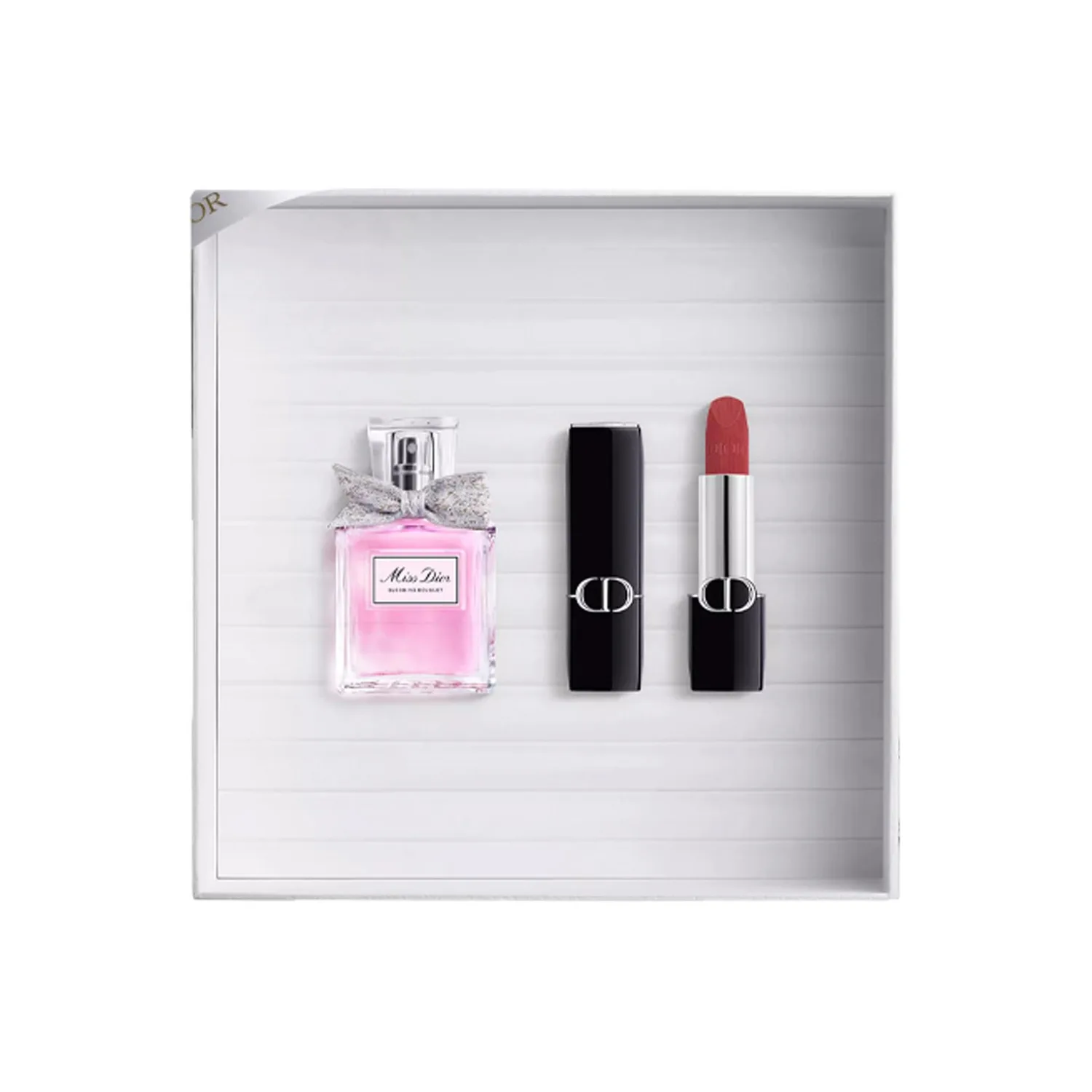 DIOR Набор парфюма Vivid Blue Gold Lipstick Floral Sweetheart с цветочным ароматом, Floral Women's Light Perfume 30ml+Blue Gold 720 Velvet