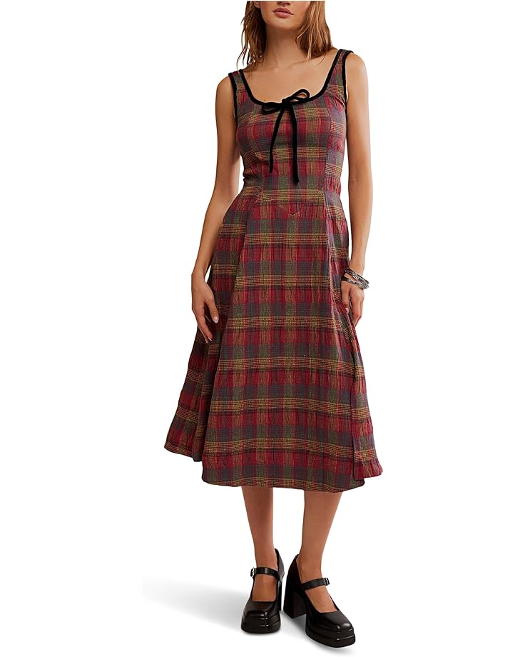 

Женское платье Free People Freya Plaid Midi, Cherry Combo
