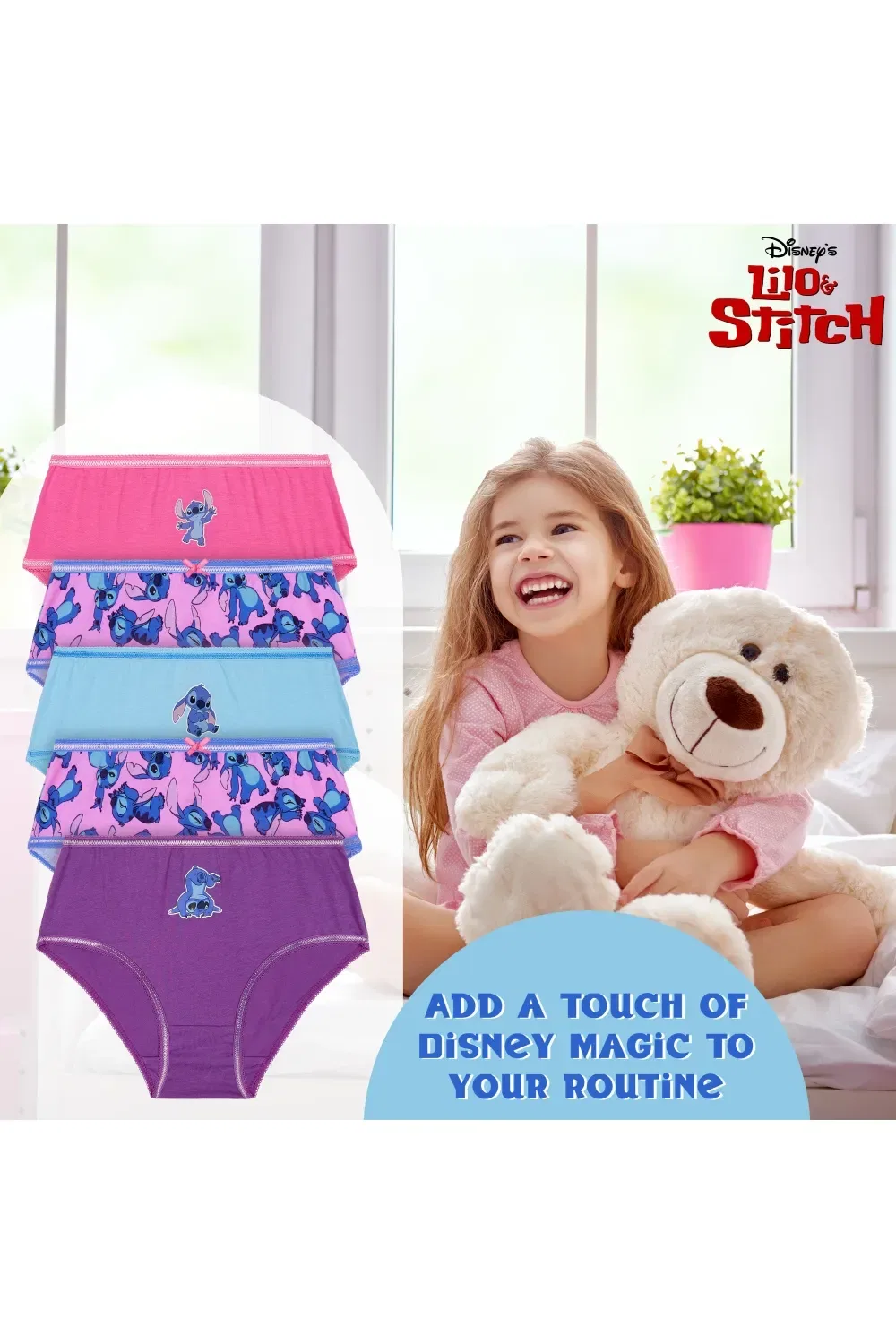 Трусы детские 5 шт с принтом Стич Disney, мультиколор — фото 3