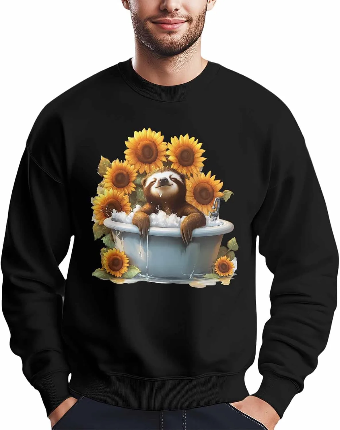 

Мужской свитшот с принтом ленивца, Crewneck, Long Sleeve Winvebermior