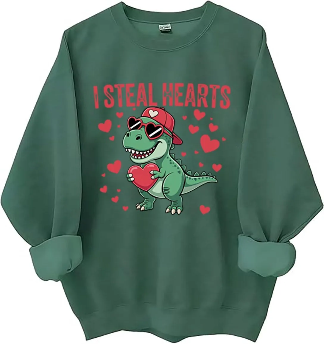 

Толстовка I Steal Hearts с динозавром, Valentine's Day LNDOCAI