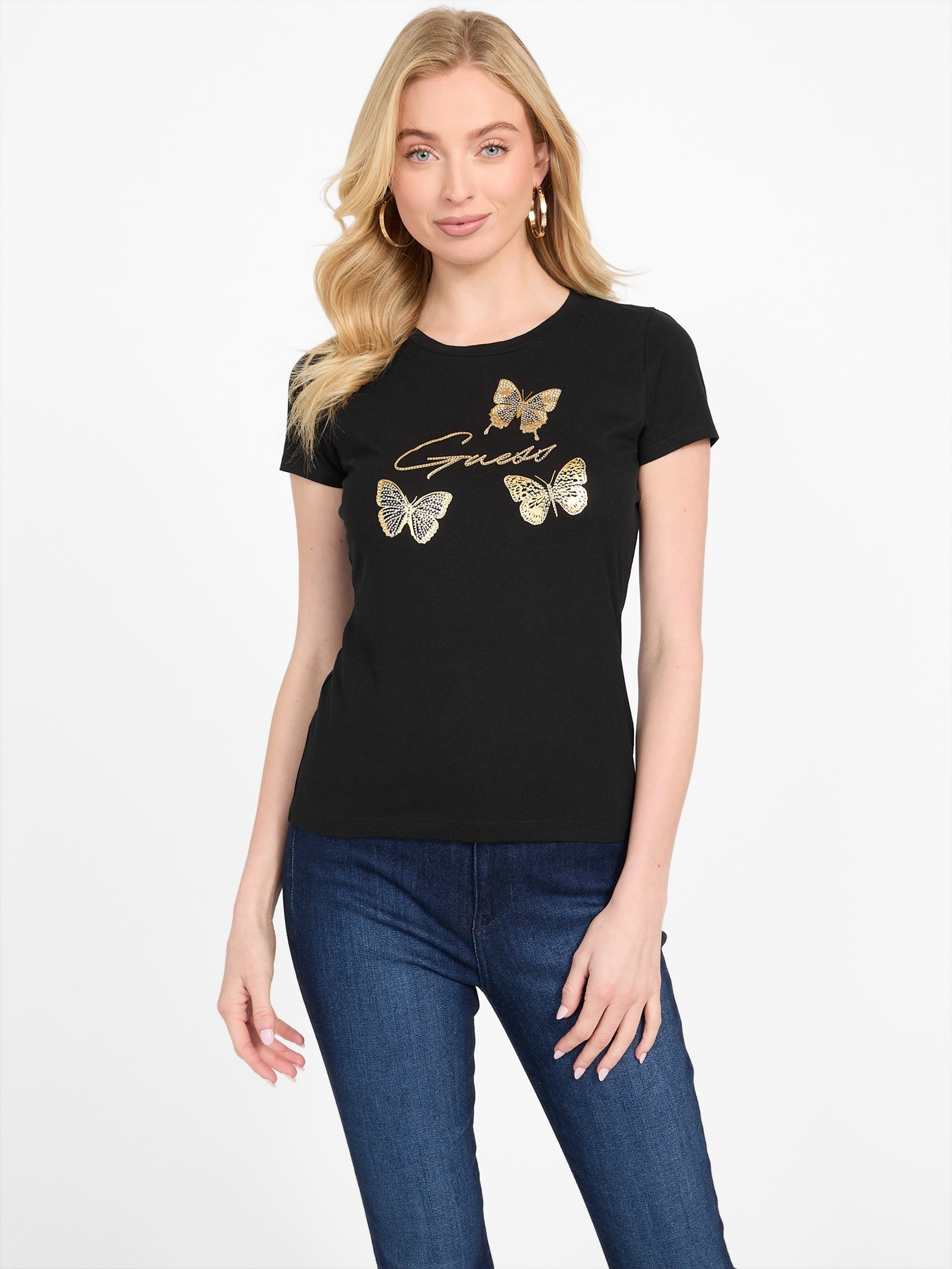 

Футболка с бабочкой Eco Athalia Guess Factory, черный
