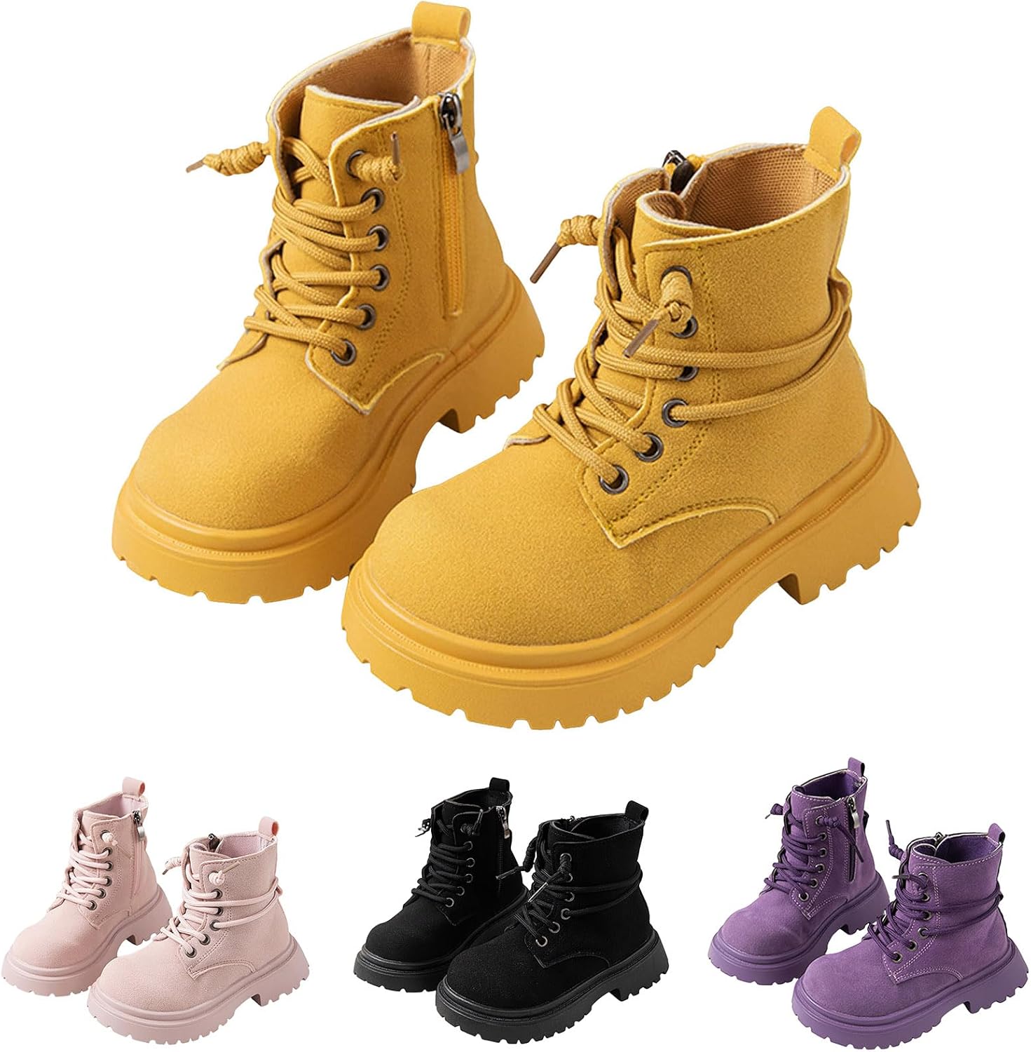 

Ботинки для мальчиков и девочек, боевые ботинки, рабочие ботинки для детей, ботильоны с боковой молнией, шнуровка, осенне-зимние снежные ботинки, походные ботинки для улицы, для малышей/младших детей/старших детей Generic, C-Yellow