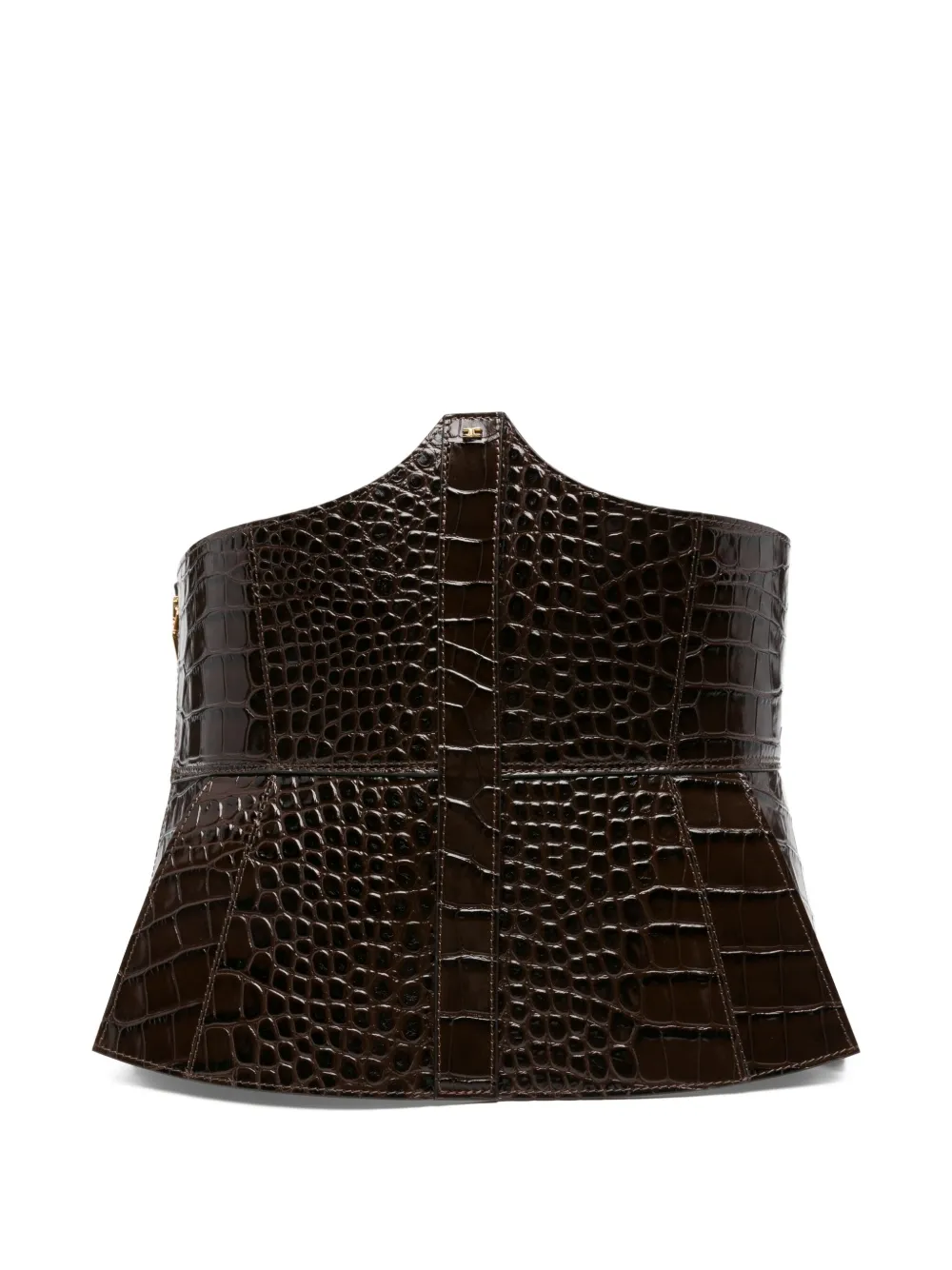 

Пояс на шнуровке с эффектом крокодиловой кожи Elisabetta Franchi, коричневый