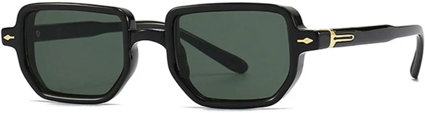 

Популярные модные прямоугольные солнцезащитные очки для женщин с защитой от УФ-излучения UV400, ретро-градиентные, для мужчин, с заклепками TVTBBVV, Black Dark Green