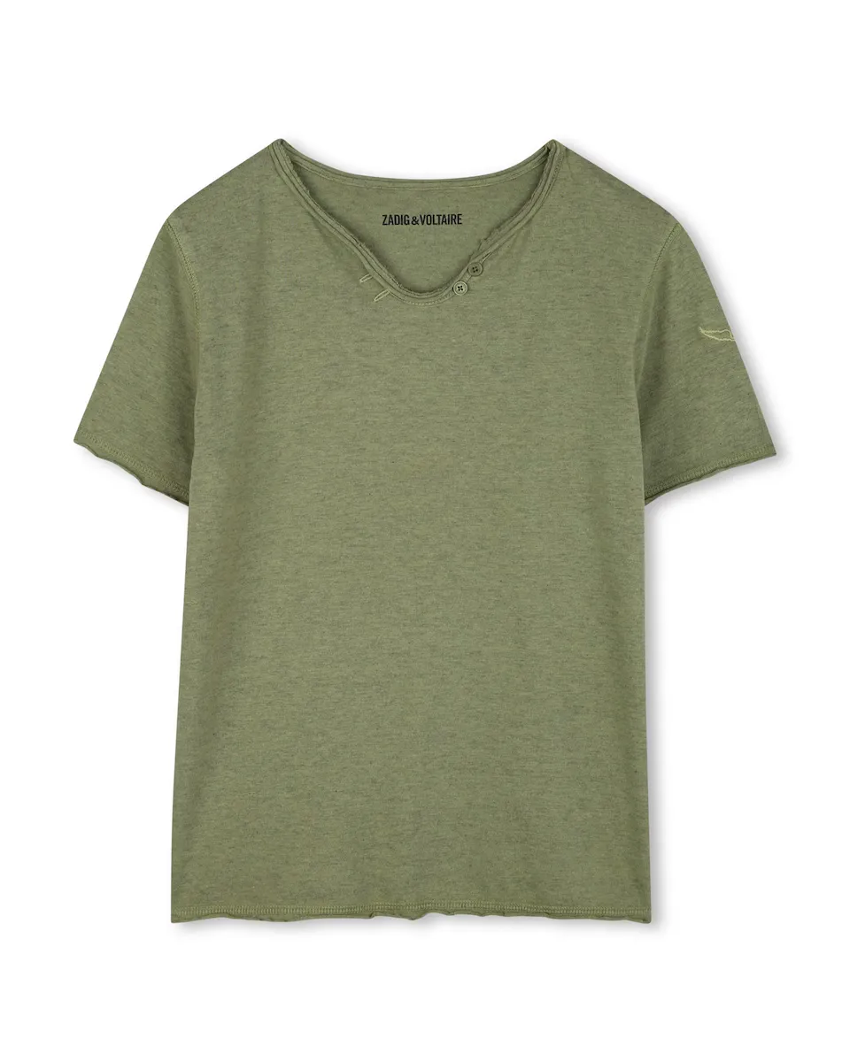 

Футболка из хлопка для мальчиков на пуговицах на горловине Zadig & Voltaire, темно-зеленый