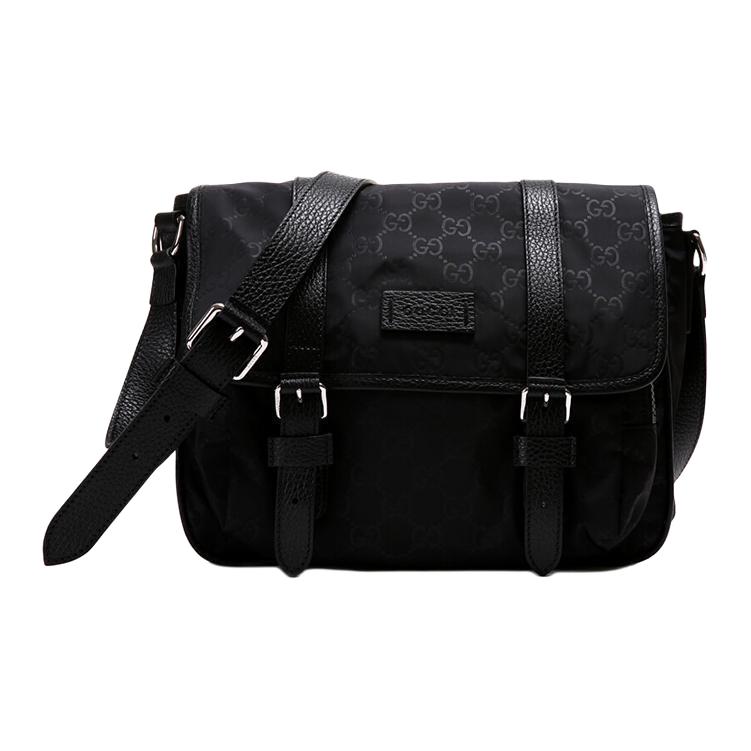 

GUCCI Сумка-мессенджер GG ssima с логотипом монохром черная
