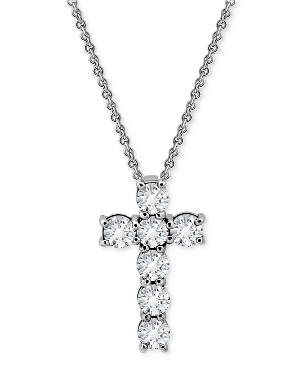 

Массивное ожерелье с круглым кубическим цирконием в виде креста, 16 дюймов + удлинитель 2 дюйма Giani Bernini, gold