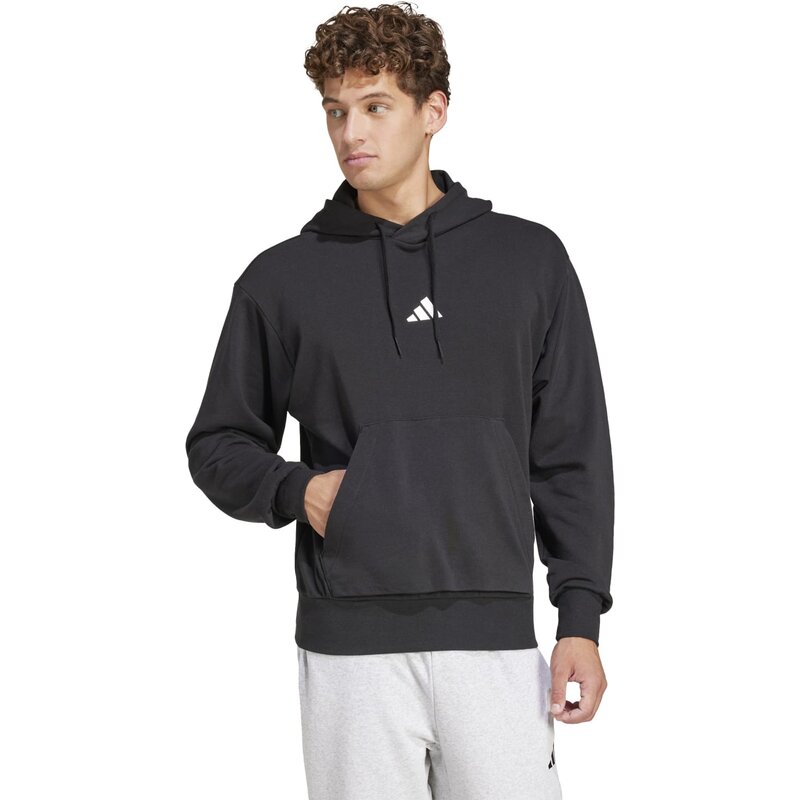 Толстовка с капюшоном, базовая вещь, feelcozy, французский трикотаж Adidas, черный — фото 2