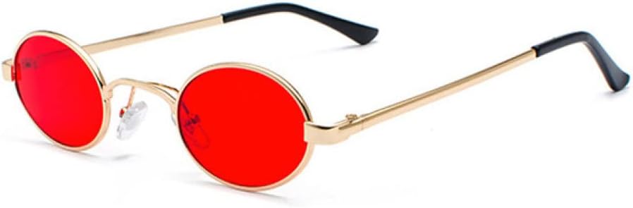 

Мужские солнцезащитные очки в овальной оправе, металлический панк, женские ретро-очки, круглые очки в стиле стимпанк, защита от ультрафиолета UV400 LANGSER, C4 Gold-red