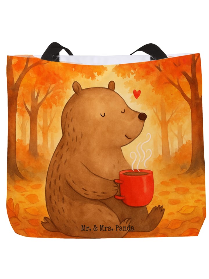 

Mr. & Mrs. Panda Дорожная сумка с изображением медведя и утреннего кофе, без слогана, белого цвета