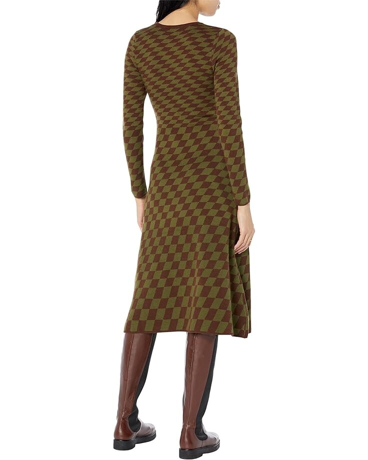 

Платье MOON RIVER Grid Print Midi Sweaterdress, коричневый